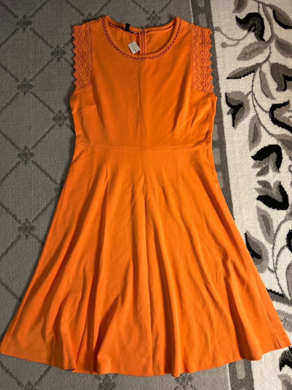 Talbots Sleeveless Lace-Trim Midi Dress in Tangerine